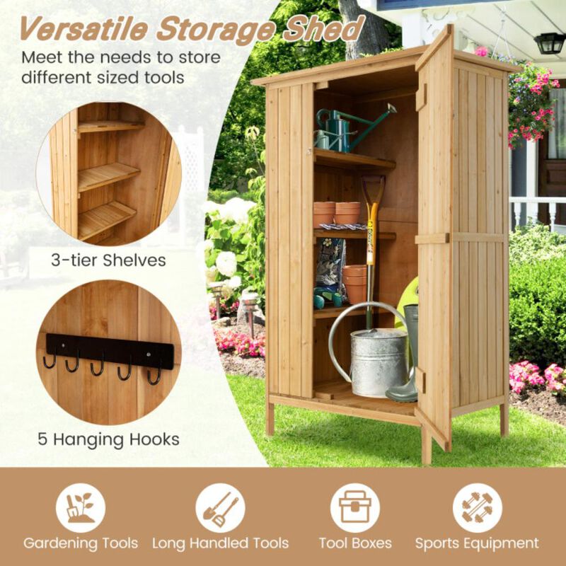 Hivvago 5 × 3 Feet Outdoor Storage Cabinet with Asphalt Roof and 3 Shelves