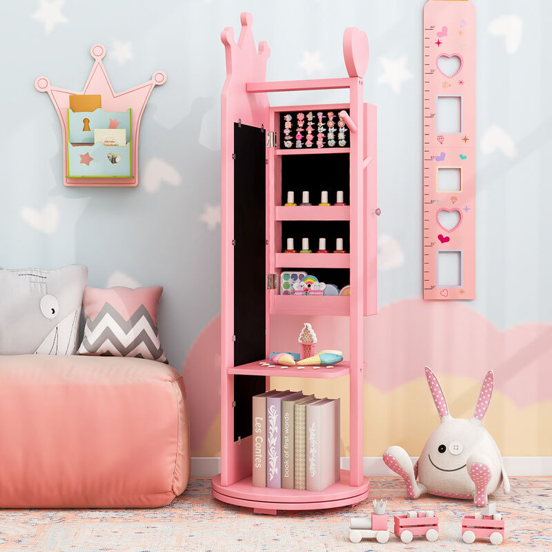 Kids Room Furniture Set Princess Vanity Table and Stool Set with Mirror and Drawer