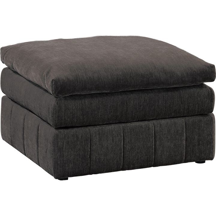 Luna 33 Inch Modular Ottoman, Three Layer Plush Cushioned Seat, Dark Gray-Benzara