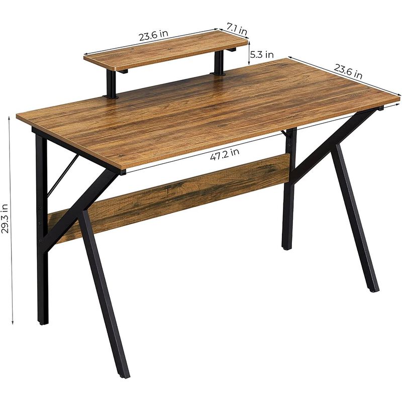 Hivvago Modern 47-inch Home Office Laptop Computer Desk with Moveable Top Shelf