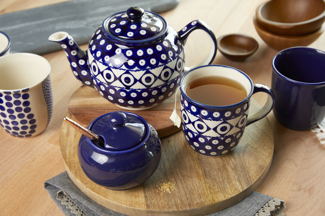 Blue Rose Polish Pottery Nature Medium Teapot