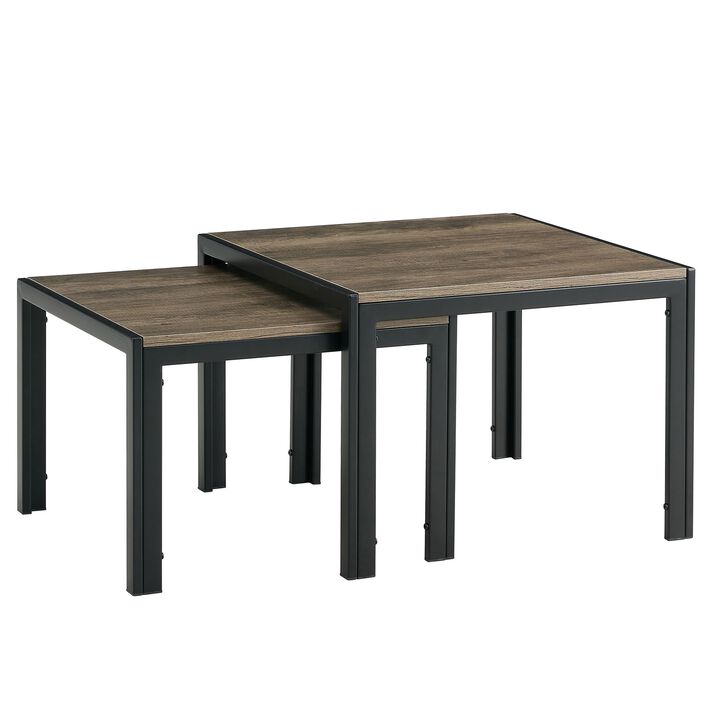Nesting Coffee Table Set Modern Stacking Tables Wood Finish Living Room Furniture Set of 2