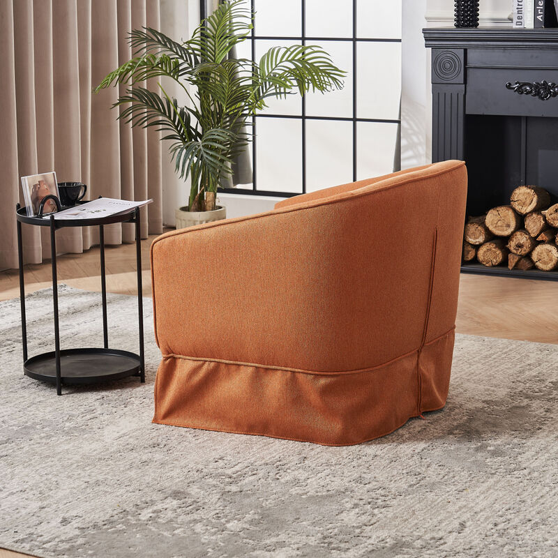 Swivel Barrel Chair Set with Ottoman and Metal Base