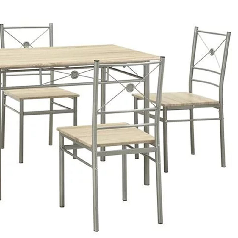 Sturdy Dining Table In A set Of Five, Silver-Benzara