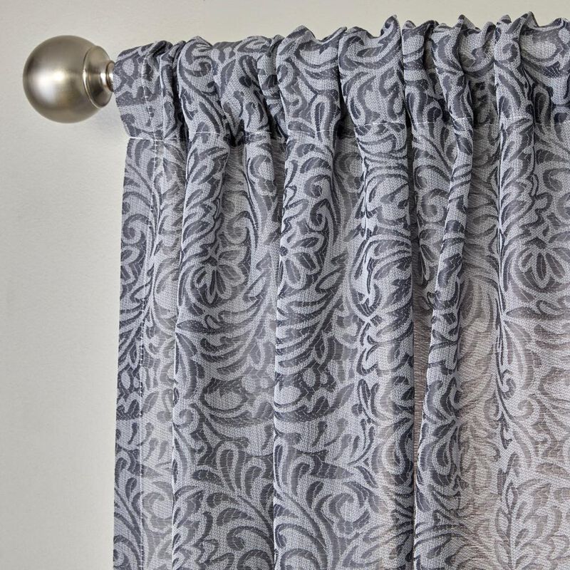 SKL Home By Saturday Knight Ltd Soft Swirl Window Curtain Panel - 56X84", Charcoal
