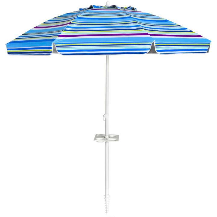Hivvago 7.2 Feet Portable Outdoor Beach Umbrella with Sand Anchor and Tilt Mechanism