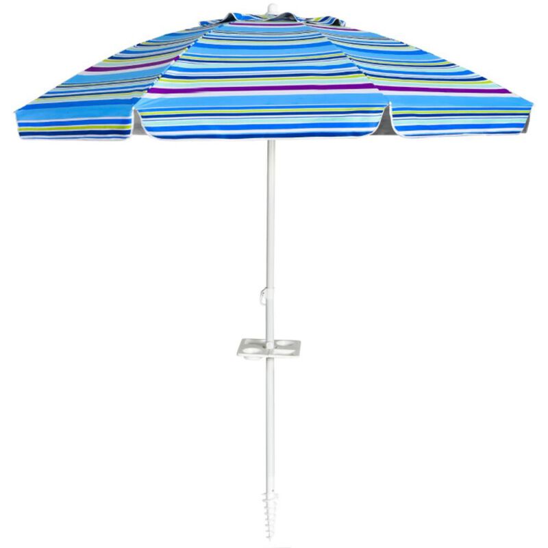 Hivvago 7.2 Feet Portable Outdoor Beach Umbrella with Sand Anchor and Tilt Mechanism