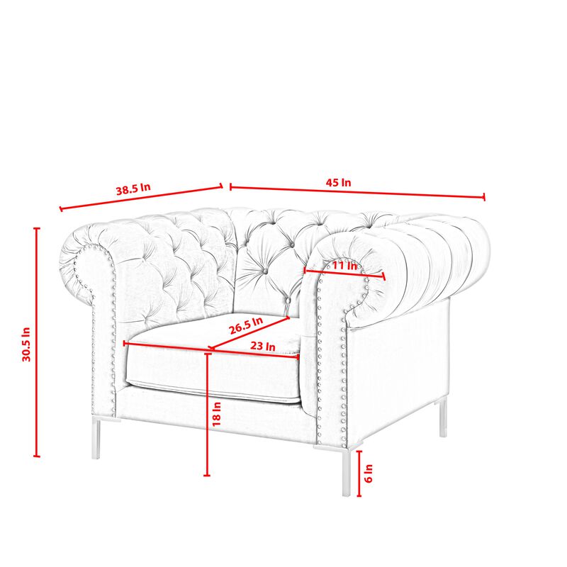 Inspired Home Zuleyka Velvet Chesterfield Club Chair