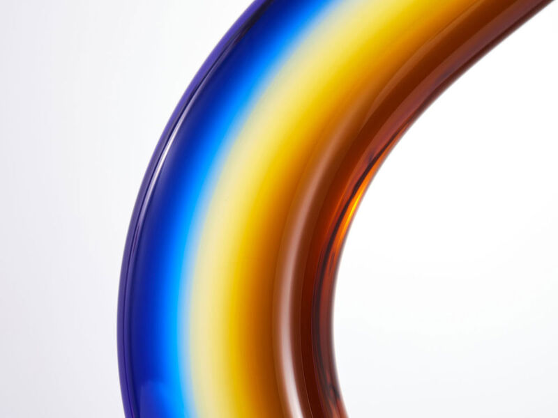 Hand Blown Wave Sommerso Art Glass Scultpure