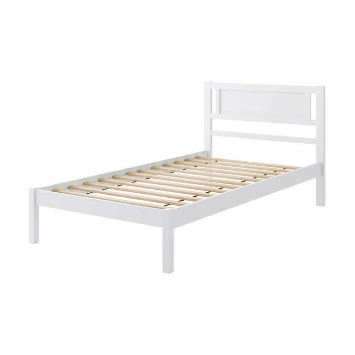 Wood Bed Frame with Headboard and Wooden Slats Support, Sturdy Platform Design for Comfortable Sleep