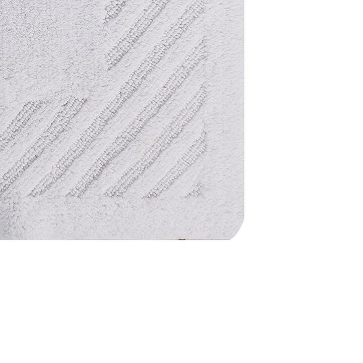 Knightsbridge Diagonal Racetrack 100% Cotton Reversible Bath Rug 20 X 30 White