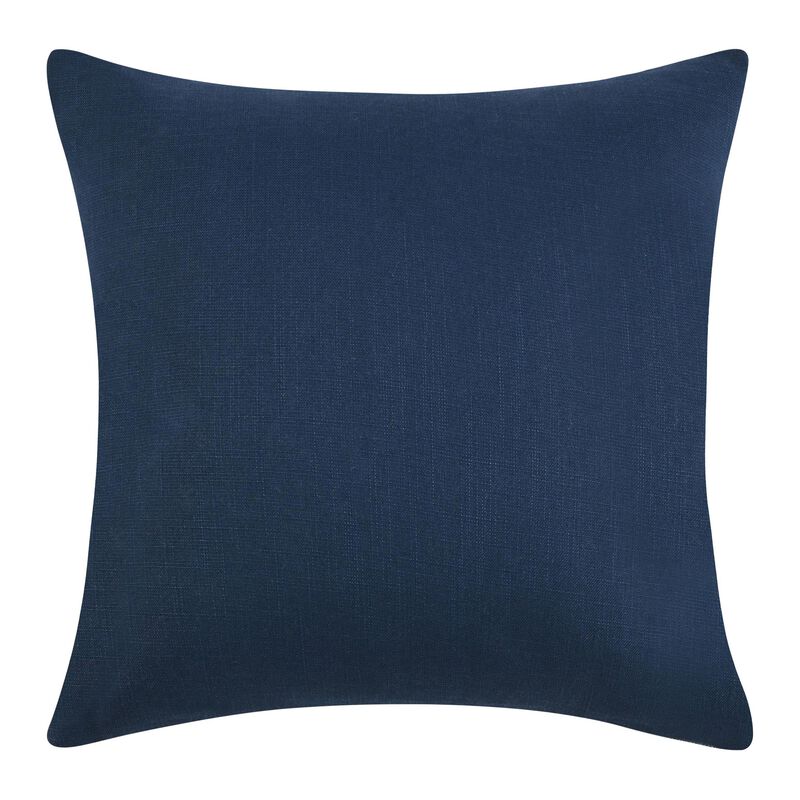 Diu Throw Pillow, 22 Inch Woven Linen, Coastal Striped White Gray Blue - Benzara