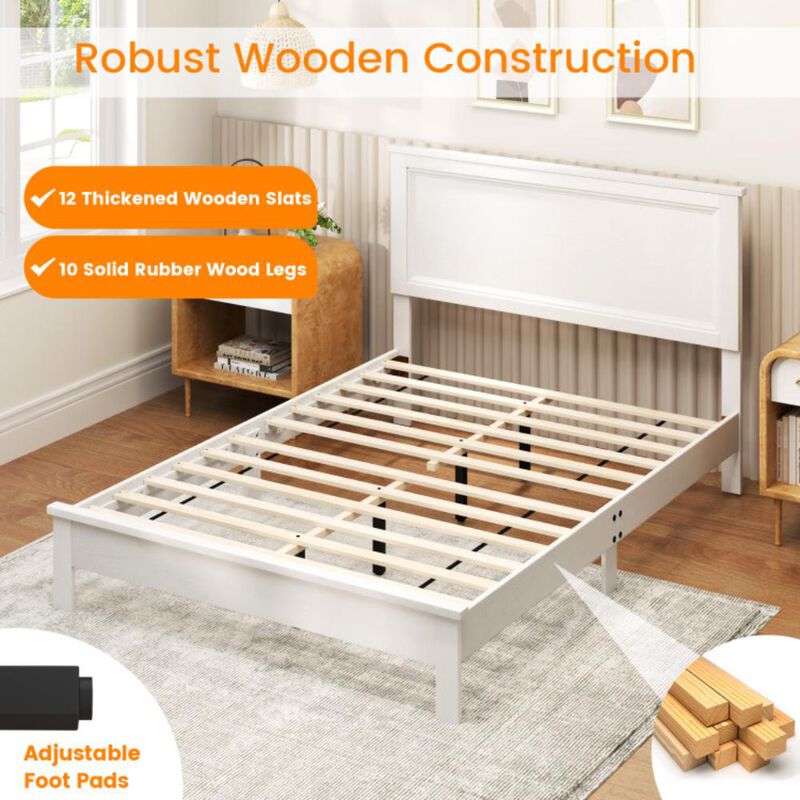 Hivvago Full Size Platform Slat Bed Frame with High Headboard