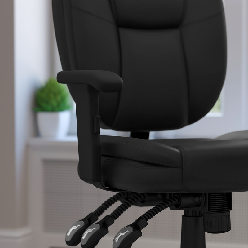 Caroline Mid-Back Fabric Multifunction Swivel Ergonomic Task Office Chair with Pillow Top Cushioning and Arms