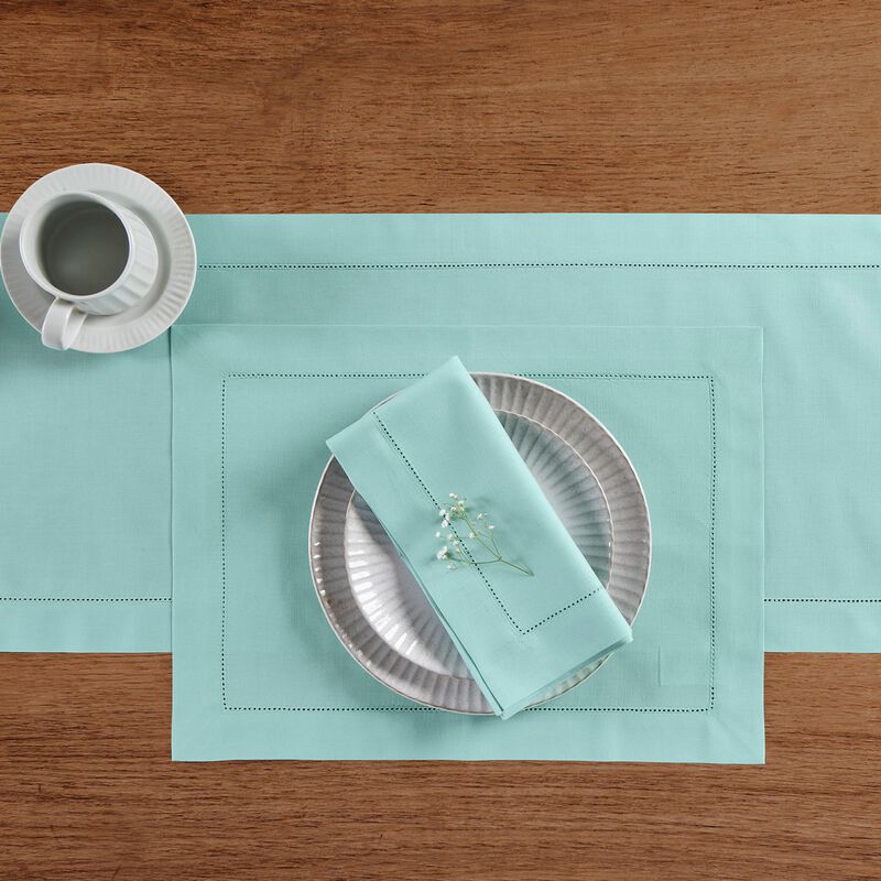 Solino Home Cotton Linen Hemstitch Dinner Napkins 20 x 20 Inch Set of 6