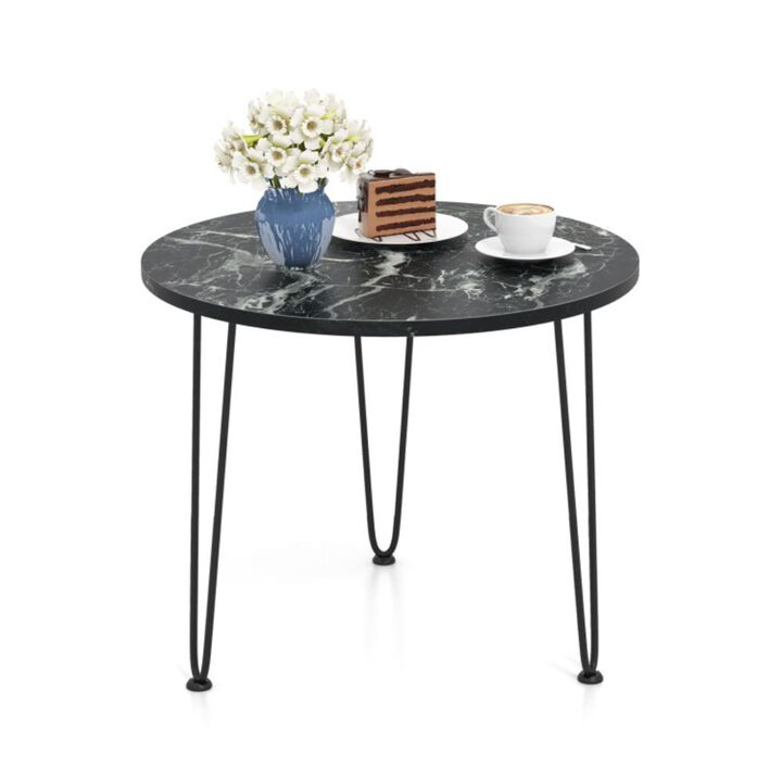 Hivvago Round End Table with Thickened Tabletop and Metal Tripod Legs