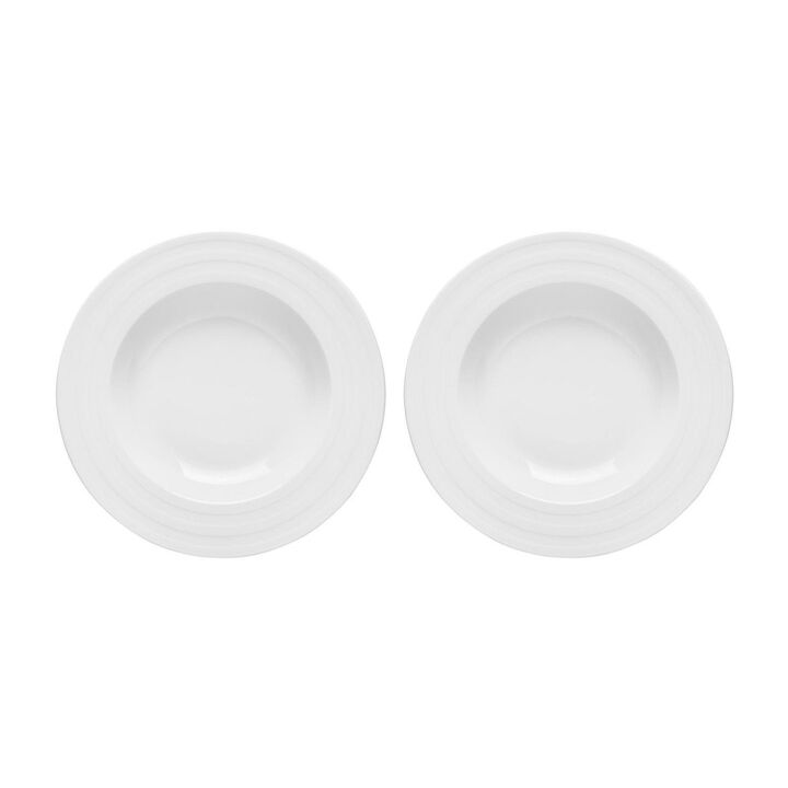 Porcelain Lizbon dia.11.75" h:2" 24 oz. Round White Porcelain Deep Plate (Set of 2)