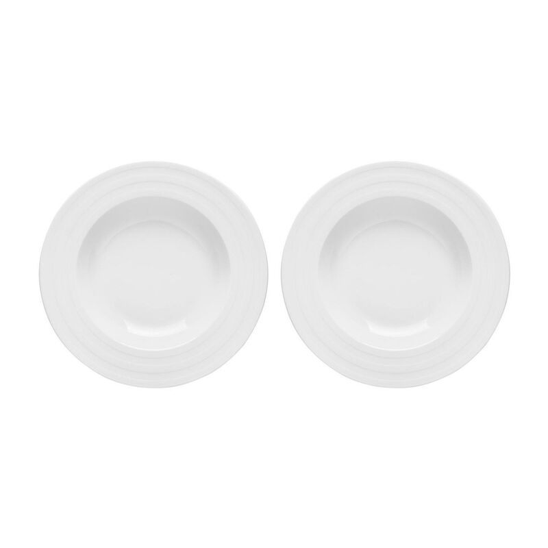 Porcelain Lizbon dia.11.75" h:2" 24 oz. Round White Porcelain Deep Plate (Set of 2)