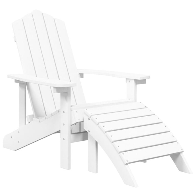 vidaXL Resistant HDPE White Patio Adirondack Chairs with Detachable Footstool and Table, Weather-Resistant, Low-Maintenance, Comfortable Design, Perfect for Garden/Terrace