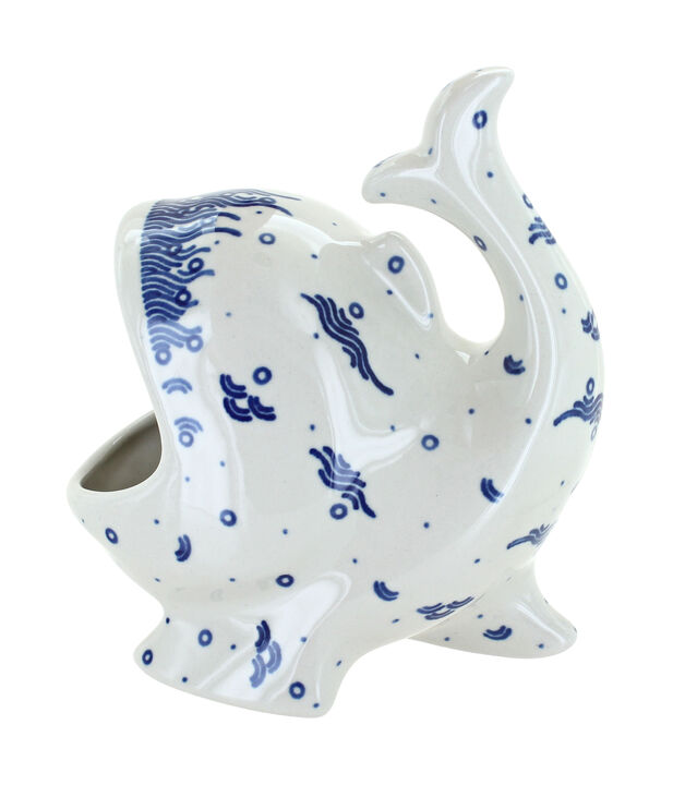 Blue Rose Polish Pottery Summer Fun Fish Sponge Holder