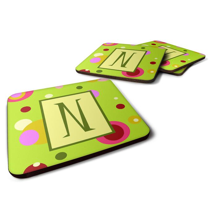 Caroline's Treasures CJ1010-NFC Monogram-Green Foam Coasters (Set of 4), Initial Letter N, 3.5 H x 3.5 W, Multicolor