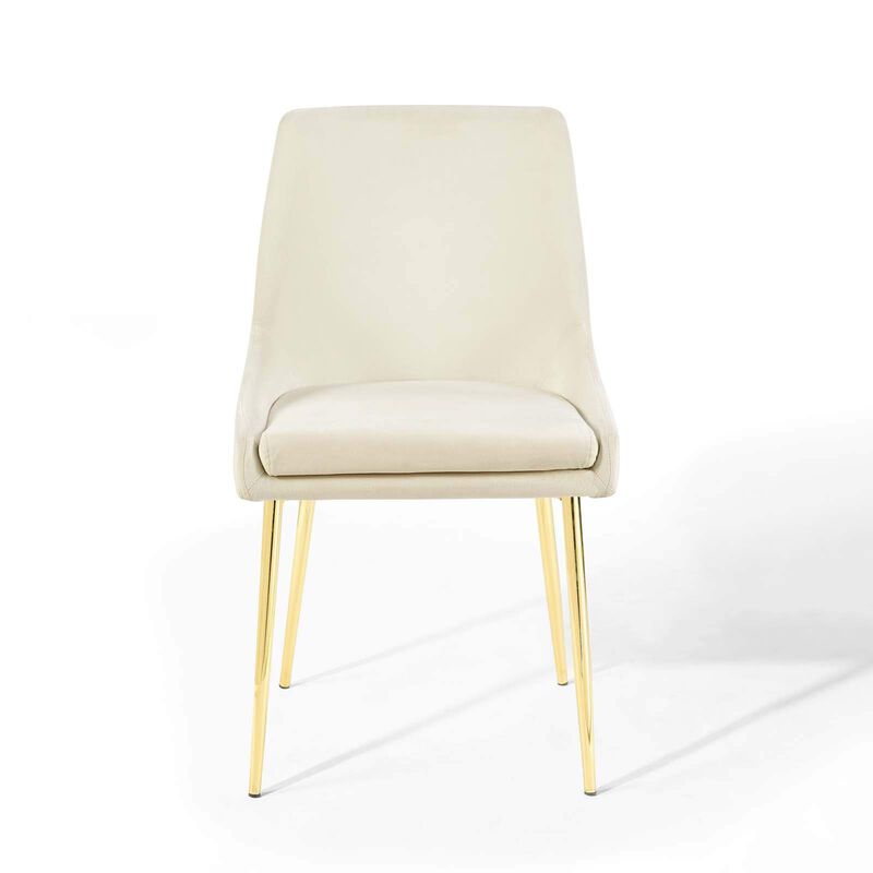 Modway Viscount Performance Velvet Dining Chairs - Set of 2, Gold Ivory