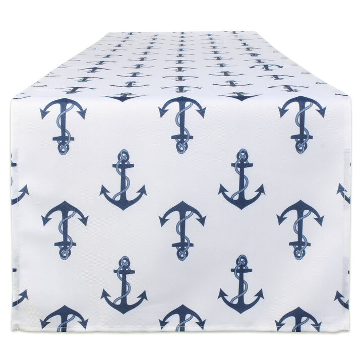 72" Outdoor Table Runner with Anchors Printed Design