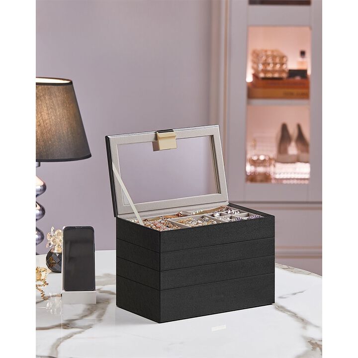 4-Tier Stackable Jewelry Trays for Organized Accessory Storage