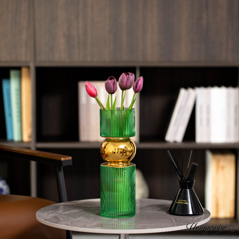 12-Inch Decorative Green Tall Glass Vase