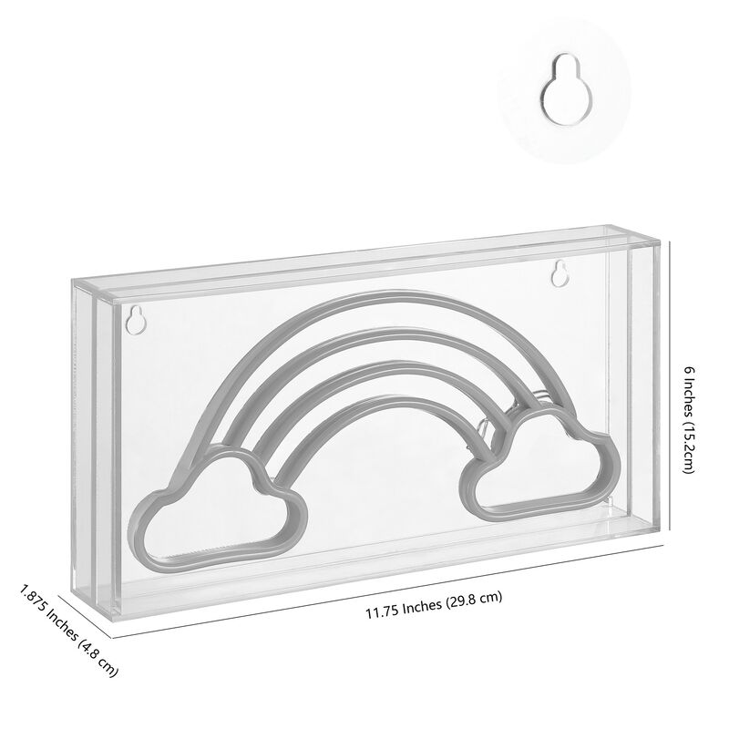 Rainbow 11.75" Contemporary Glam Acrylic Box USB Operated LED Neon Light