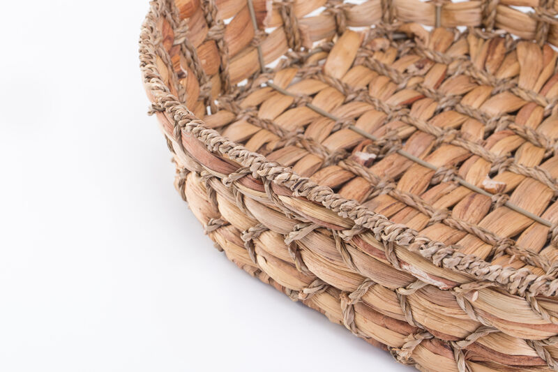 Set of 4 Seagrass Fruit Bread Basket Tray with Handles, Large
