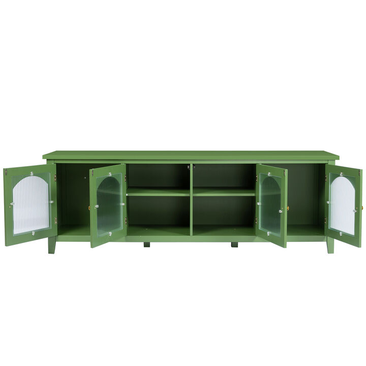 Hivvago 71" Stylish Wooden Television Stand Entertainment Center with Glass Door