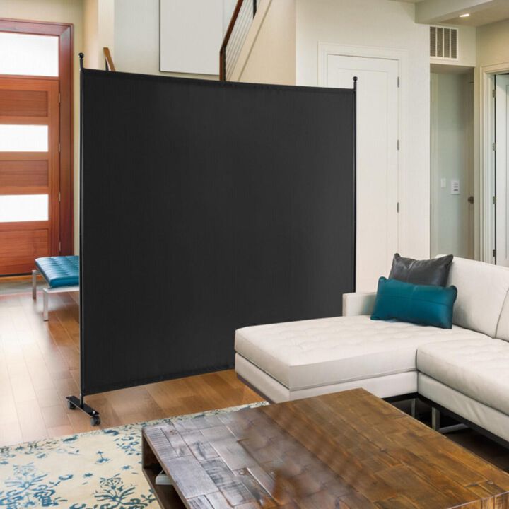 Hivvago 6 Feet Single Panel Rolling Room Divider with Smooth Wheels