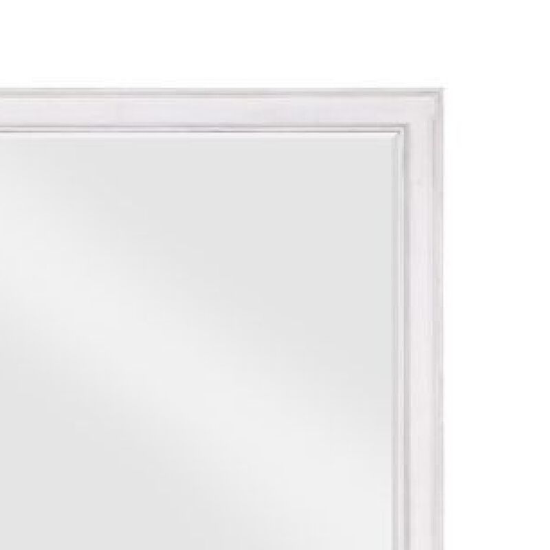 42 Inch Wall Mirror, Molded Sleek Wood Frame, White-Benzara