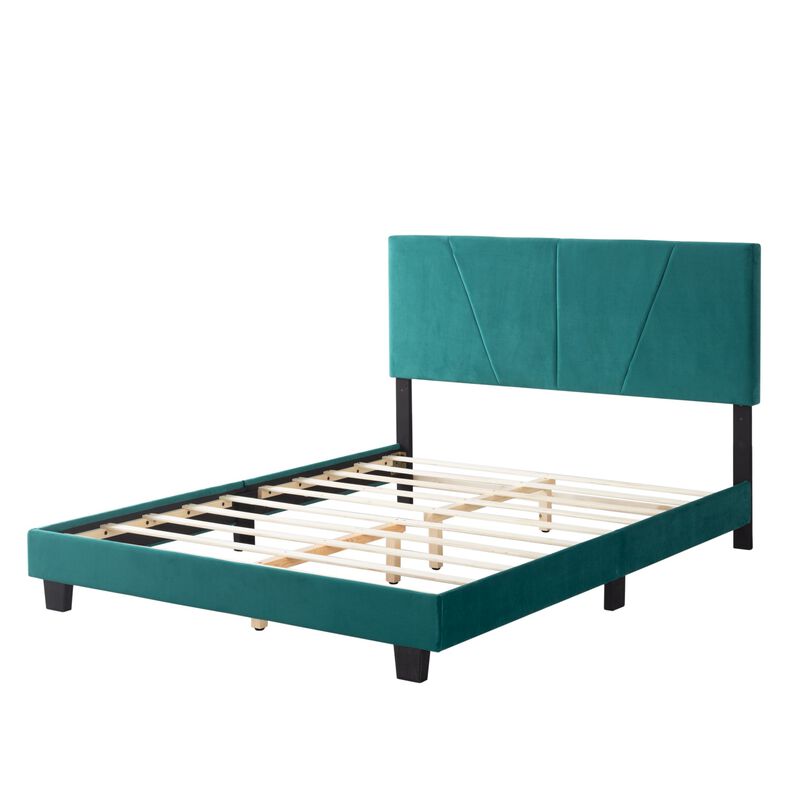 Wood Frame Queen Upholstered Platform Bed
