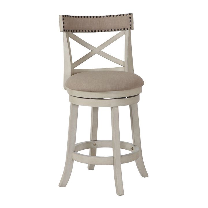 Curved X Shaped Back Swivel Counter Stool with Fabric Padded Seating