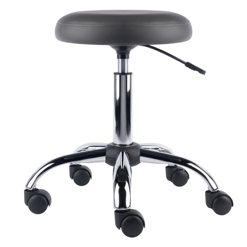 Winsome Wood Clyde Adjustable Cushion Seat Swivel Stool - Charcoal and Chrome