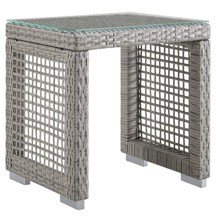 Aura Outdoor Patio Wicker Rattan Side Table-Benzara