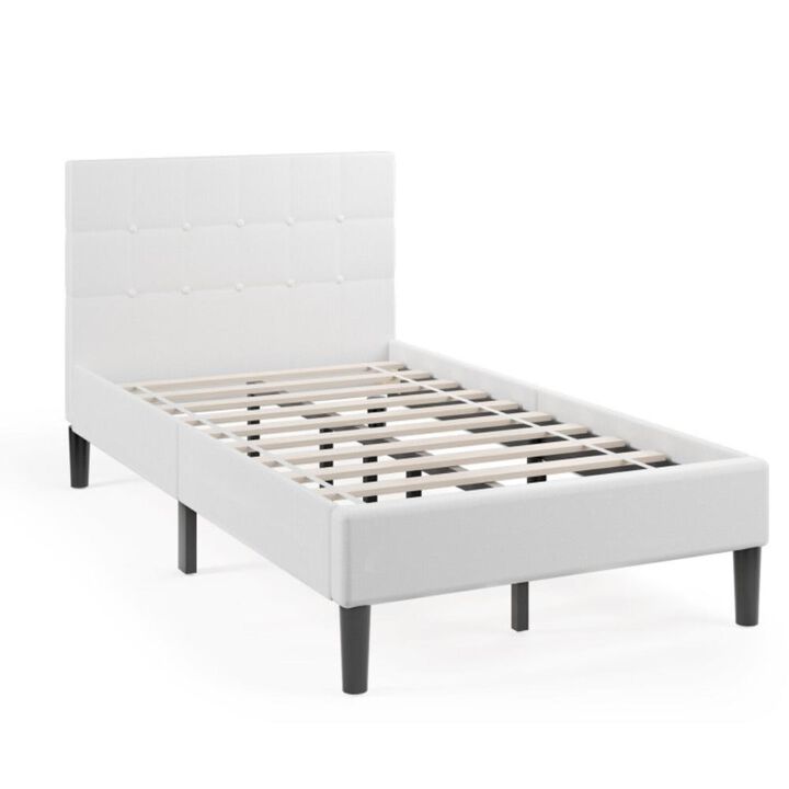 Hivvago Twin Upholstered Bed Frame with Button Tufted Headboard