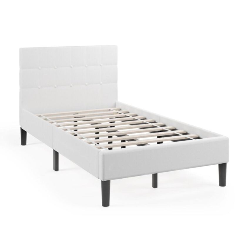 Hivvago Twin Upholstered Bed Frame with Button Tufted Headboard