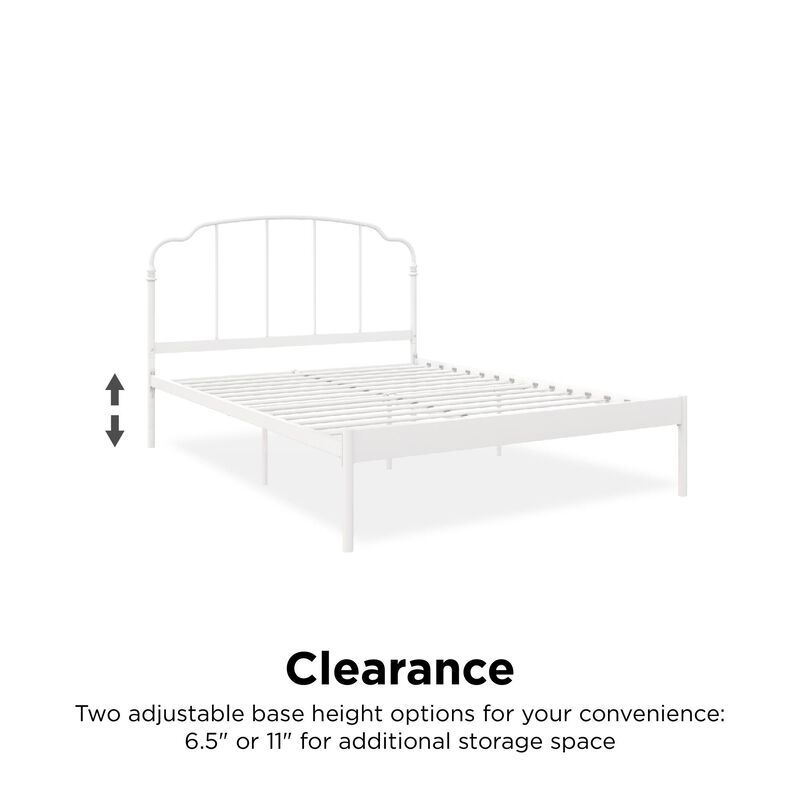 Camie Metal Bed, Queen, White
