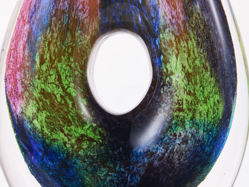 Hand Blown Abstract Hollow Tear Drop Sommerso Art Glass Sculpture