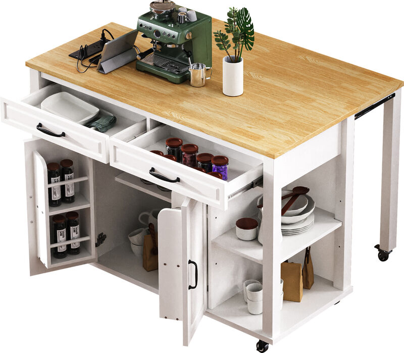 Merax Kitchen Island with Extendable Dining Table