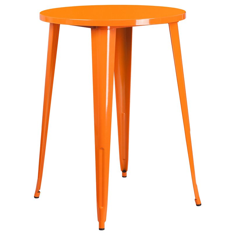 Flash Furniture Callum Commercial Grade 30" Round Orange Metal Indoor-Outdoor Bar Table Set with 4 Cafe Stools