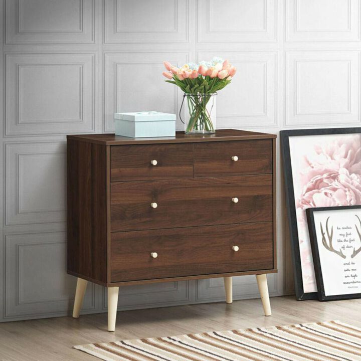 Hivvago 4-Drawer Dresser Cabinet Storage Organizer Rubber Leg with Rail