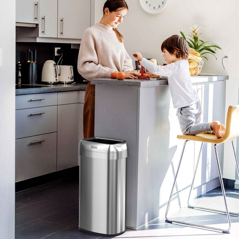 iTouchless 16 Gallon / 60 Liter Elliptical Open Top Trash Can