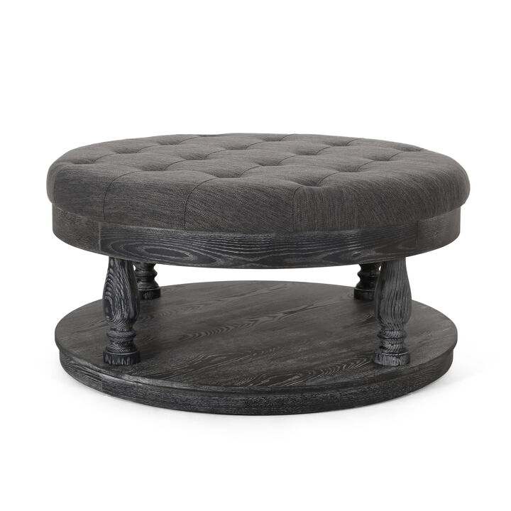 Modern Tufted and Stitched Ottoman for Style and Comfort