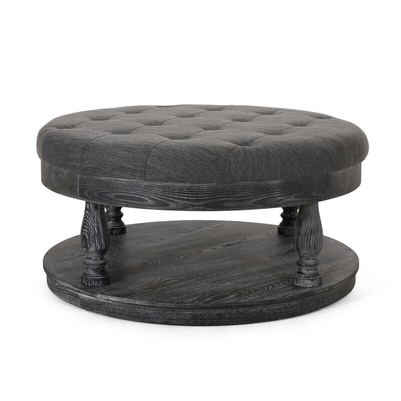 Modern Tufted and Stitched Ottoman for Style and Comfort