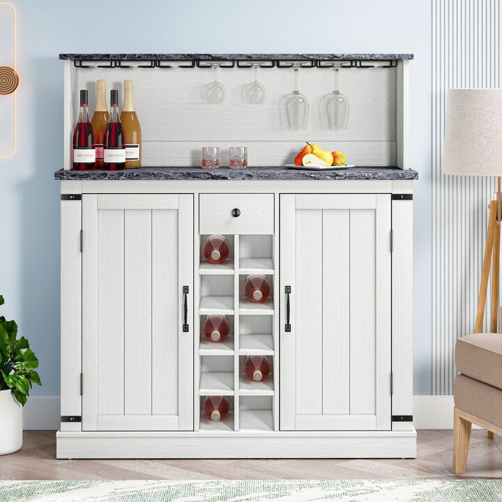 FESTIVO Farmhouse Buffet Bar Cabinet with Wine Storage