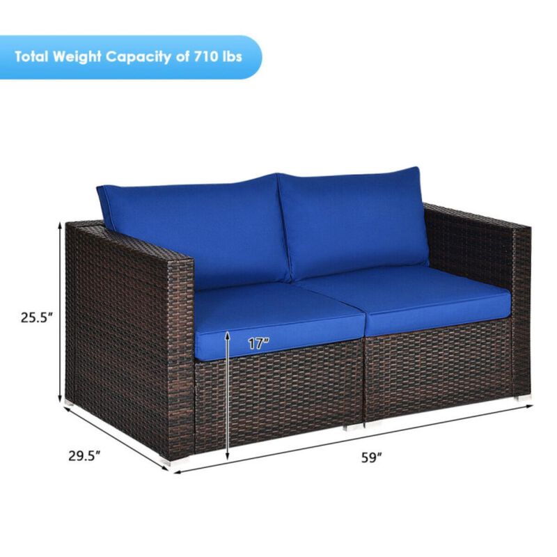 Hivvago 2PCS Patio Rattan Sectional Conversation Sofa Set